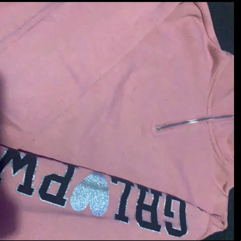 Pink turtleneck sweatshirt